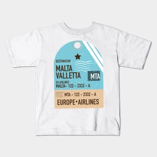 Malta Valletta Plane ticket Kids T-Shirt